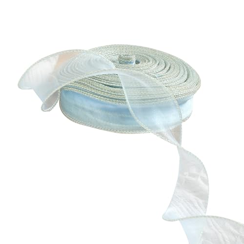 Organza-Chiffonband, goldfarben, Drahtrand, Organzaband, durchsichtiges Chiffonband für Blumensträuße, Geschenkverpackungen, 4 cm x 45 m, Blau von Vokenforu