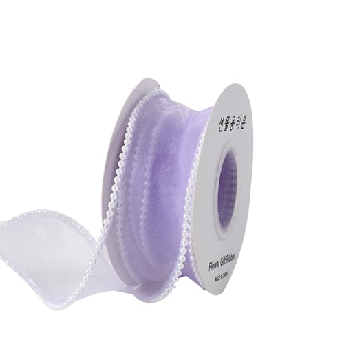 Organzaband mit Perlenrand, Organzaband, Chiffonband für Blumensträuße, Geschenkverpackungen, 4 cm x 4,5 m, Violett von Vokenforu