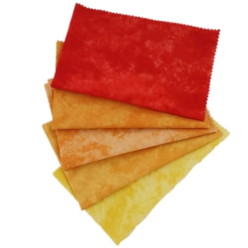 Quadratischer Baumwoll-Steppstoff, verschmiert, gefärbter Baumwollstoff für Bastelarbeiten, Nähen, 20 x 20 cm, Rot und Gelb, 5 Stück Quadratischer Baumwoll-Steppstoff, verschmiert, gefärbter Baumwollstoff für Bastelarbeiten, Nähen, 20 x 20 cm, Rot und Gelb, 5 Stück von Vokenforu