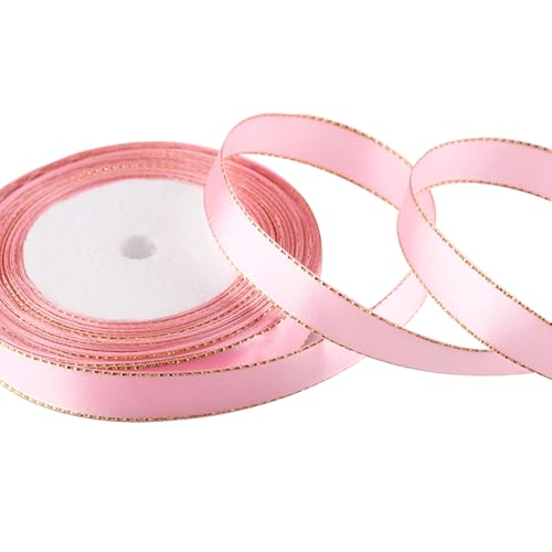 Satinband, doppelseitig, Stoffband, Polyesterband für Blumensträuße, Geschenkverpackungen, 1,5 cm x 22 m, Rosa von Vokenforu