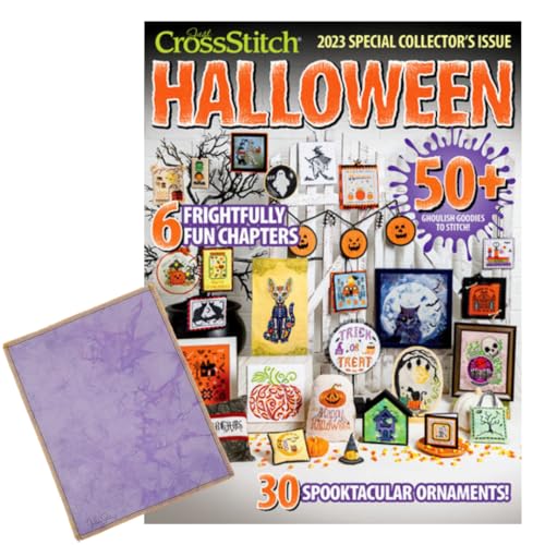 Halloween-Kreuzstich-Magazin-Bundle – Just Cross Stitch Magazin 2023 Halloween Special Collector's Issue mit handgefärbtem Aida-Stoff, 14-fädiger Kreuzstich, Halloween-Stoff VolcanoStitching von VolcanoStitching