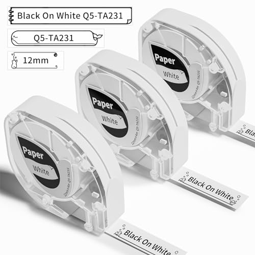 VolenGo P12 Label Maker Tape Ersatz für Dymo Label Maker Refills White Paper 91330 10697,Kompatibel mit Dymo Letratag Refills 12mm x 4m für Letra Tag LT100H 200B P12 P12 Pro Label Maker von VolenGo