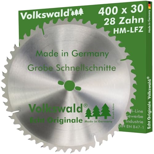 Volkswald ® HM-Sägeblatt LFZ 400 x 30 mm Z= 28 für Naturholz Brennholz Massivholz Hartholz für Tischkreissägen Wippkreissägen Brennholzsägen Hartmetallsägeblatt Kreissägeblatt von Volkswald