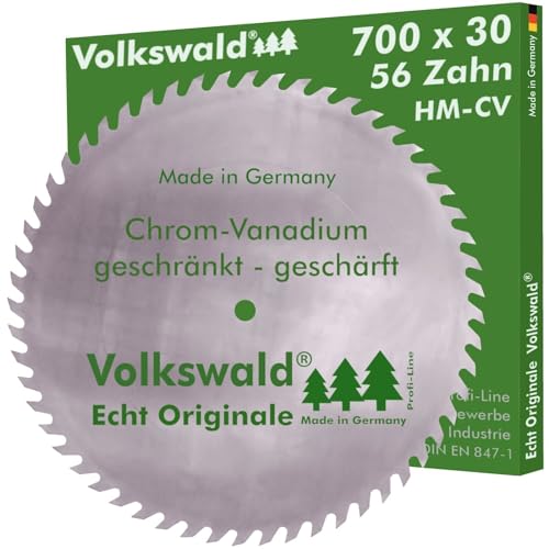 Volkswald ® Sägeblatt CV 700 x 30 mm Z= 56 geschränkt Tischkreissägen Wippkreissägen und Formatkreissägen fertig geschärft Brennholz CV Chrom - Vanadium, CS Chrom - Stahl KV von Volkswald