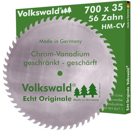 Volkswald ® Sägeblatt CV 700 x 35 mm Z= 56 geschränkt fertig geschärft Tischkreissägen Wippkreissägen und Formatkreissägen Brennholz CV Chrom - Vanadium, CS Chrom - Stahl KV von Volkswald