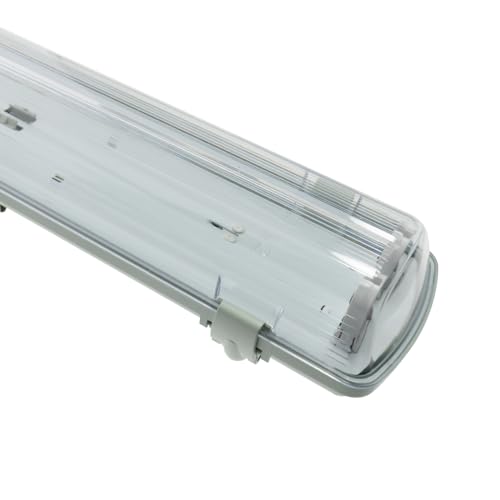 VoltShine Versiegelter Lampenschirm für zwei 1500 mm Platno-LED-Röhren. Ideal für Feuchtbereiche. Die robuste Konstruktion sorgt für eine dauerhafte und effektive Beleuchtung und verbessert jede von VoltShine