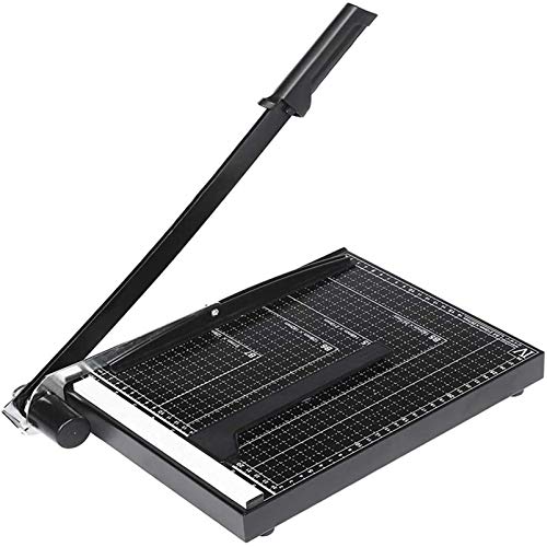 Voluker Professioneller Papierschneider A4, Metallbasis, Hebelschneider, Sicherheitsschutz, gleichzeitiger Schnitt, 12 Blatt Papier, 33 x 25 x 3 cm, Schwarz von Voluker