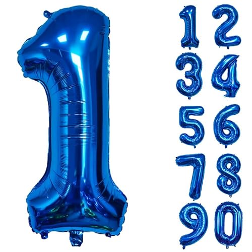 32 Zoll Zahlenballons Riesenzahl Aluminiumfolie Helium Ballons für Geburtstagsfeier Feier Dekoration Neujahr Babyparty Jubiläum (Blau, 1) von Volunx