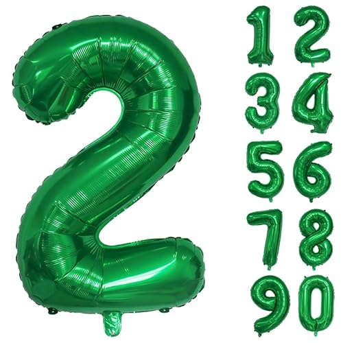 32 Zoll Zahlenballons Riesenzahl Aluminiumfolie Helium Ballons für Geburtstagsfeier Feier Dekoration Neujahr Babyparty Jubiläum (Grün, 2) von Volunx