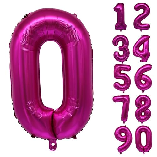 32 Zoll Zahlenballons Riesenzahl Aluminiumfolie Helium Ballons für Geburtstagsfeier Feier Dekoration Neujahr Babyparty Jubiläum (Rosa, 0) von Volunx