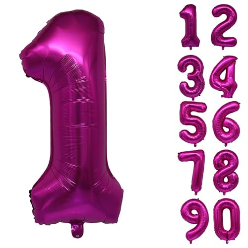 32 Zoll Zahlenballons Riesenzahl Aluminiumfolie Helium Ballons für Geburtstagsfeier Feier Dekoration Neujahr Babyparty Jubiläum (Rosa, 1) von Volunx