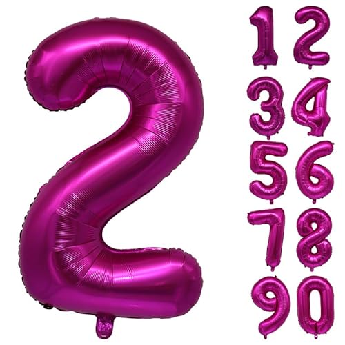 32 Zoll Zahlenballons Riesenzahl Aluminiumfolie Helium Ballons für Geburtstagsfeier Feier Dekoration Neujahr Babyparty Jubiläum (Rosa, 2) von Volunx