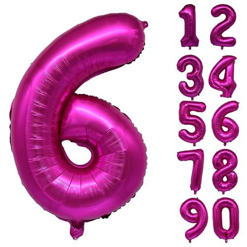 32 Zoll Zahlenballons Riesenzahl Aluminiumfolie Helium Ballons für Geburtstagsfeier Feier Dekoration Neujahr Babyparty Jubiläum (Rosa, 6) von Volunx