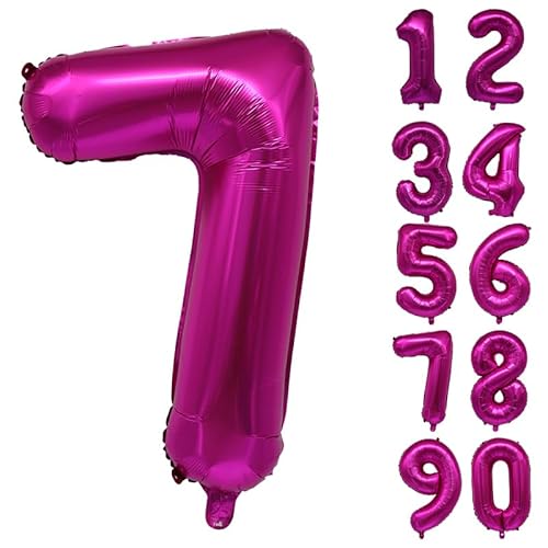 32 Zoll Zahlenballons Riesenzahl Aluminiumfolie Helium Ballons für Geburtstagsfeier Feier Dekoration Neujahr Babyparty Jubiläum (Rosa, 7) von Volunx