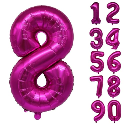 32 Zoll Zahlenballons Riesenzahl Aluminiumfolie Helium Ballons für Geburtstagsfeier Feier Dekoration Neujahr Babyparty Jubiläum (Rosa, 8) von Volunx