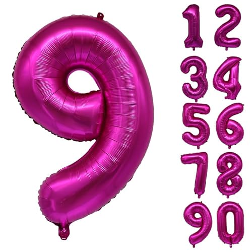 32 Zoll Zahlenballons Riesenzahl Aluminiumfolie Helium Ballons für Geburtstagsfeier Feier Dekoration Neujahr Babyparty Jubiläum (Rosa, 9) von Volunx