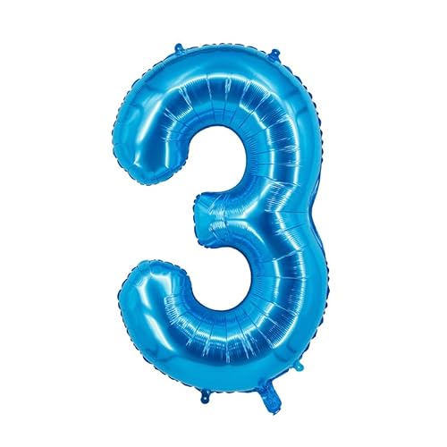 40 Zoll Zahlenballons Riesenzahl Aluminiumfolie Helium Ballons für Geburtstagsfeier Feier Dekoration Neujahr Babyparty Jubiläum (Blau, 3) von Volunx