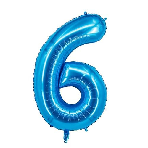 40 Zoll Zahlenballons Riesenzahl Aluminiumfolie Helium Ballons für Geburtstagsfeier Feier Dekoration Neujahr Babyparty Jubiläum (Blau, 6) von Volunx