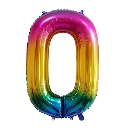 40 Zoll Zahlenballons Riesenzahl Aluminiumfolie Helium Ballons für Geburtstagsfeier Feier Dekoration Neujahr Babyparty Jubiläum (Regenbogen, 0) von Volunx