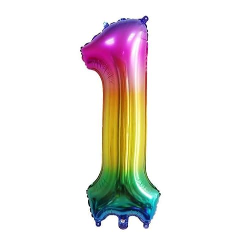 40 Zoll Zahlenballons Riesenzahl Aluminiumfolie Helium Ballons für Geburtstagsfeier Feier Dekoration Neujahr Babyparty Jubiläum (Regenbogen, 1) von Volunx