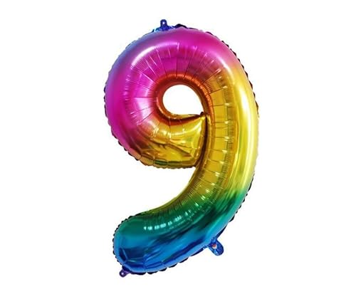 40 Zoll Zahlenballons Riesenzahl Aluminiumfolie Helium Ballons für Geburtstagsfeier Feier Dekoration Neujahr Babyparty Jubiläum (Regenbogen, 9) von Volunx