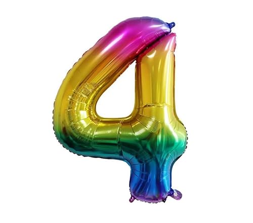 40 Zoll Zahlenballons Riesenzahl Aluminiumfolie Helium Ballons für Geburtstagsfeier Feier Dekoration Neujahr Babyparty Jubiläum (Regenbogen,4) von Volunx