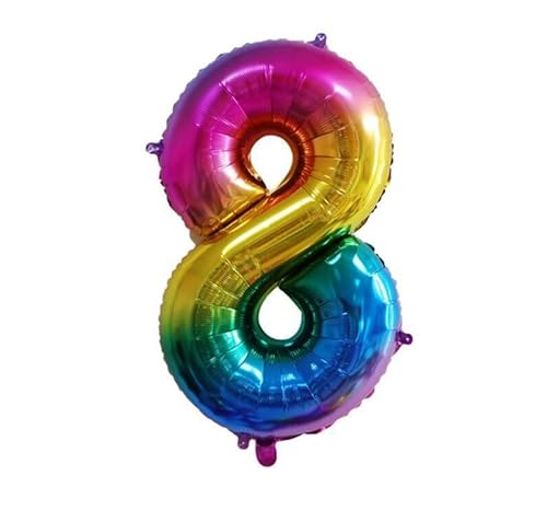 40 Zoll Zahlenballons Riesenzahl Aluminiumfolie Helium Ballons für Geburtstagsfeier Feier Dekoration Neujahr Babyparty Jubiläum (Regenbogen,8) von Volunx