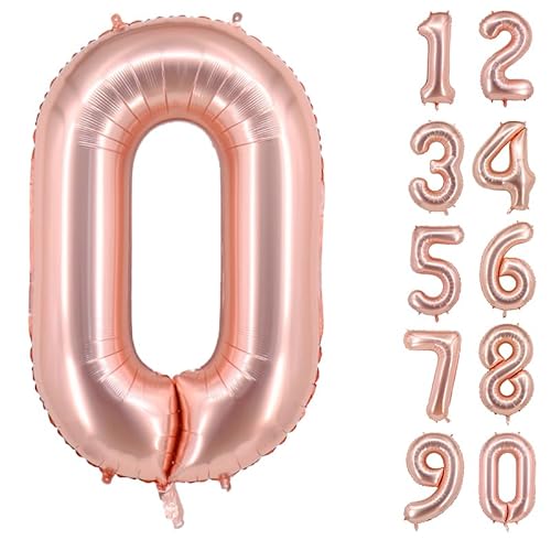 40 Zoll Zahlenballons Riesenzahl Aluminiumfolie Helium Ballons für Geburtstagsfeier Feier Dekoration Neujahr Babyparty Jubiläum (Roségold, 0) von Volunx