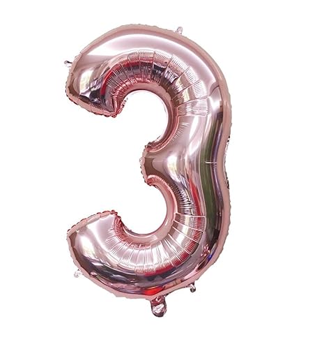 40 Zoll Zahlenballons Riesenzahl Aluminiumfolie Helium Ballons für Geburtstagsfeier Feier Dekoration Neujahr Babyparty Jubiläum (Roségold, 3) von Volunx