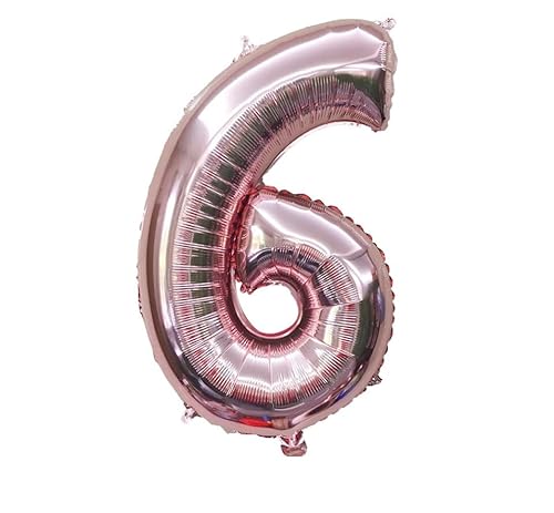 40 Zoll Zahlenballons Riesenzahl Aluminiumfolie Helium Ballons für Geburtstagsfeier Feier Dekoration Neujahr Babyparty Jubiläum (Roségold, 6) von Volunx