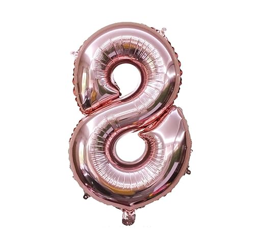 40 Zoll Zahlenballons Riesenzahl Aluminiumfolie Helium Ballons für Geburtstagsfeier Feier Dekoration Neujahr Babyparty Jubiläum (Roségold, 8) von Volunx