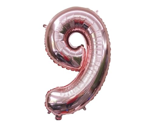 40 Zoll Zahlenballons Riesenzahl Aluminiumfolie Helium Ballons für Geburtstagsfeier Feier Dekoration Neujahr Babyparty Jubiläum (Roségold, 9) von Volunx