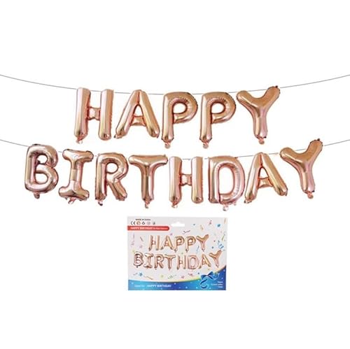 Volunx Happy Birthday Rose Gold 40.6 cm Folienballon Buchstaben Luftballons Banner Kit Hängende Alphabet Party Dekorationen für Erwachsene und Kinder von Volunx