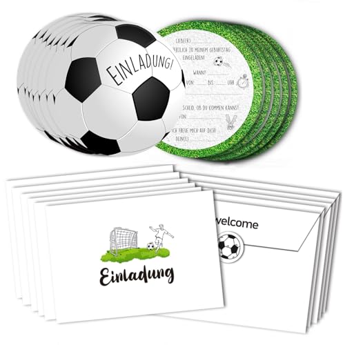 Vomkela Einladungskarten Fußball Kindergeburtstag Junge,12 Stück Einladungskarten Schmetterling Set,Geburtstagseinladungen mit Umschlag und Aufkleber für Mädchen Junge Kindergeburtstag Party von Vomkela