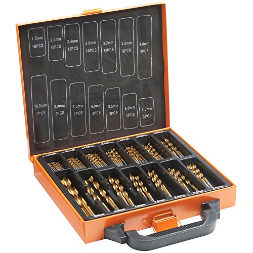 VonHaus HSS Bohrer Set mit Tragekiste – Bit Set mit 99 Teilen – 1,5–10 mm High Speed Stahlbohrer aus Titanbeschichtetem Stahl – Bohrerset für Holz, Mauerwerk und Metall – Bohrmaschinenzubehör von VonHaus