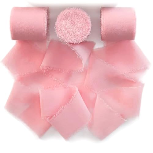 Vorysum 40mm x 5M 3 Rollen Rosa Geschenkband Breit Schleifenband Hochzeit Festival Bänder Seidenband Dekoband autoschleifen Chiffonband Geschenkbänder, Stoffband Chiffonband Partyplanung von Vorysum