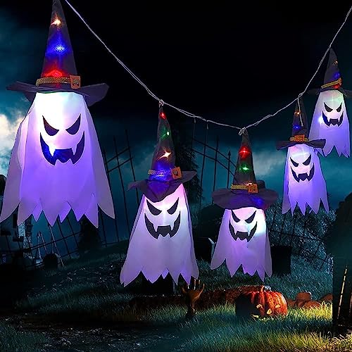 Vothen Halloween-Dekoration für den Außenbereich, 5 Stück Hexenhut Halloween String Garten Licht LED Lampen (Keine Batterie) Baum Veranda Garten Zubehör für Halloween-Party von Vothen