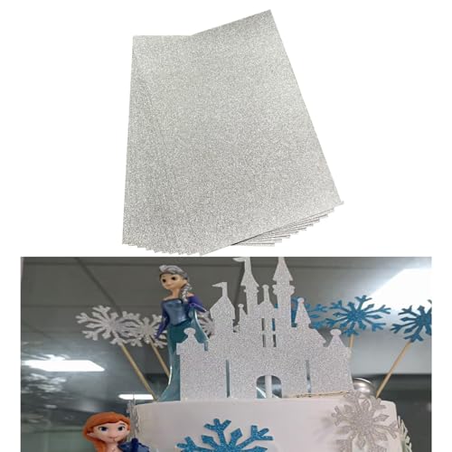 12 Blatt Silber Glitzer Papier, 20x30cm Glitzerpapier zum Basteln und Gestalten, Glitter Karton-Papier mit Glitzer Effekt, Glitterkarton Dekorpapier Einseitige Bastelpapier zum DIY Grußkarten von Votvlog