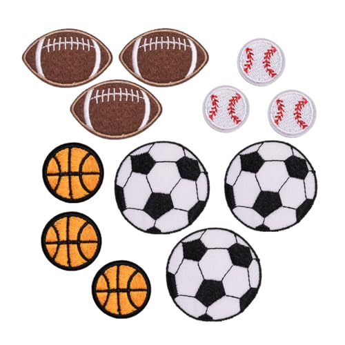 12 Stück Flicken zum Aufbügeln, Ballsport-Aufbügler Sports Iron on Patches Bestickte Aufnäher, Basketball Baseball Volleyball Fußball zum Aufbügeln, Aufnäher zum Aufbügeln für Kleidung von Votvlog