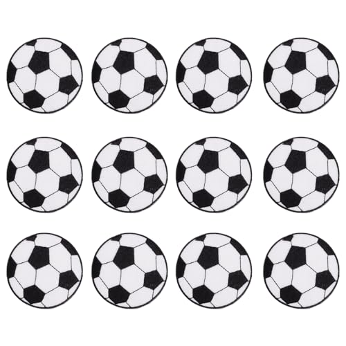 12 Stück Fußball Patches zum Aufbügeln, Aufnäher zum Bügeln Bestickte Bügelflicken Kinder, Fußball Flicken zum Aufbügeln, Bestickte Aufnäher Bügelflicken mit Fußballmotiv für Kleidung von Votvlog