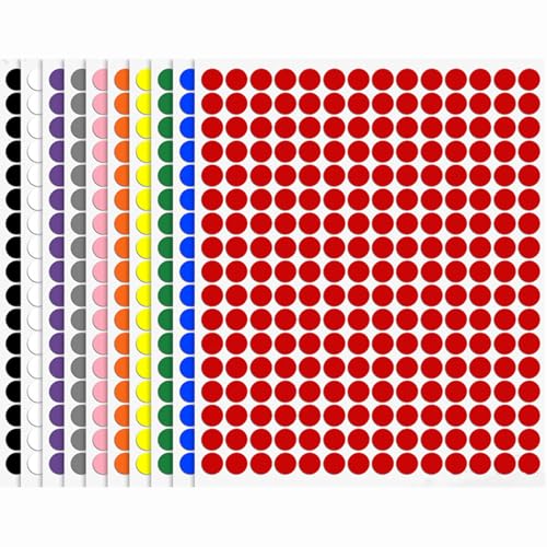 2380 Stück Runde Klebepunkte, 10 mm Farbetiketten Selbstklebende Punktaufkleber Bunt Klebepunkte Aufkleber, 10 Farben Etiketten Markierungspunkte für Büro, Schule, Kalender von Votvlog