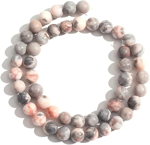 Naturstein Perlen Rosa Zebra Jade Perlen, 8mm Naturstein Edelstein Perlen Polierte Runde Edelstein Fädeln Stein Armband Halskette DIY Schmuckherstellung Stein Perlen von Votvlog