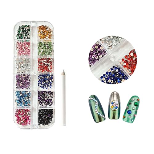 Strasssteine für Nägel, 2mm Flache Rückseite Nagel Steine Glitzersteine, Strasssteine Nägel mit Bohrer Stift für Nail Art Handwerk, Strassstein Nagel-Schmuck für Nägel Design und Gesicht Make-up von Votvlog