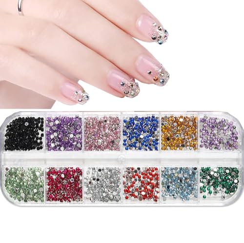 Votvlog 3000 Stück 2mm Strasssteine für Nägel, Nagelglitzer, Kristall Edelsteine Strasssteine Nägel Charms Pailletten, Nagelaufkleber mit Kristallen, Nagel-Edelsteinen, Diamanten für Nagelkunst von Votvlog