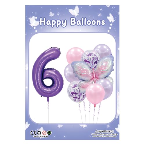 Votvlog 9 Stück Lila Rosa Schmetterling Ballons Geburtstagsdeko Mädchen Lila Deko Geburtstag Mädchen Schmetterling Geburtstag Party für Boho Party Dekoration Baby Shower Hochzeit Geburtstag Dusche von Votvlog