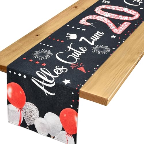 Voxisroma Deko 20. Geburtstag Frau Mann Tischläufer,Rot Schwarz Tischdeko Geburtstag,20 Geburtstag deko,20 Geburtstag Party Deko Supplies,Geschenke Für Frau Mann 20 Geburtstag 183x33cm von Voxisroma