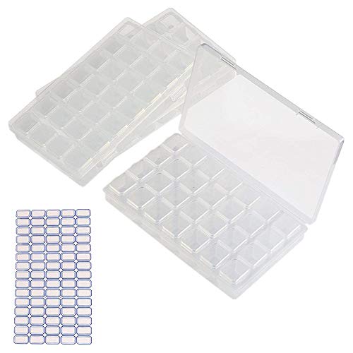 Voyage 3er 28 Fächer Kunststoff Dosen, Diamant Stickerei Sortierbox in Stabiler Aufbewahrungbox für DIY Handwerk Werkzeug Perlen Nailart Strass Schmuck Organizer mit Etikette von Voyage