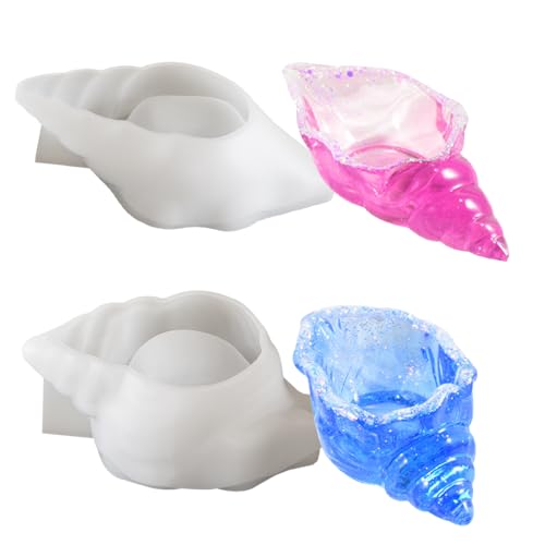 Voyyphixa 2 Stück Muschel Silikonform 3D Conch Epoxidharz Formen Schmuck Tablett Gießform Muschel Schale Deko Kerzenhalterform Resin Molds für Aufbewahrungsschalen Schmuck Ständer von Voyyphixa