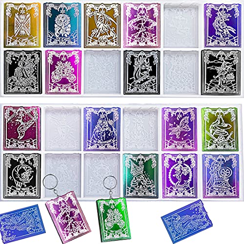 Voyyphixa 2 Stück Tarotkarten Silikonform DIY Tarot Mold Set Anhänger Epoxidharz Formen Tarot Spiel Harz Gießform Silikonform für Halskette Anhänger Schlüsselanhänger Dekoration Basteln von Voyyphixa