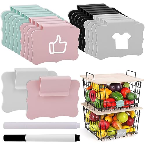 Voyyphixa 20 Stück Etikettenhalter Abnehmbare Clip Etikettenhalter Mit 2 Whiteboard-Stift Labels for Storage Bins Basket Label Etikettenträger für Aufbewahrungsbehälter Organisationsbox (Style A) von Voyyphixa